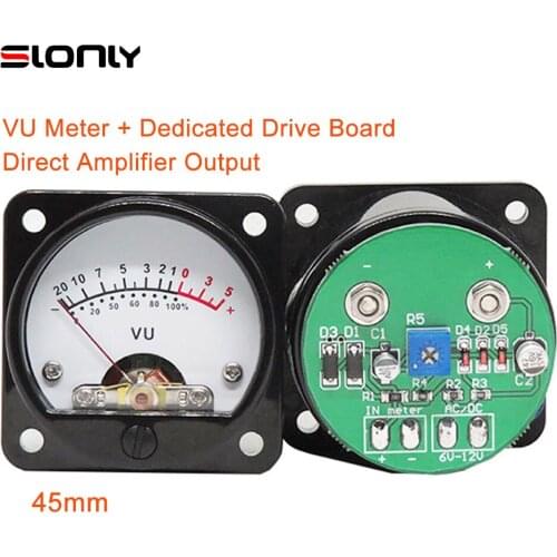 2pcs 45mm Pointer Type Tube VU Level Head Meter with LED Backlight Dedicated Drive Board Connected to the Amplifier Output
