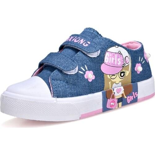 Cartoon Baby Walking Shoes Kids Girl Anti-Skid Canvas Shoes Child Breathable Sport Sneakers Spring Fashion Flats for School