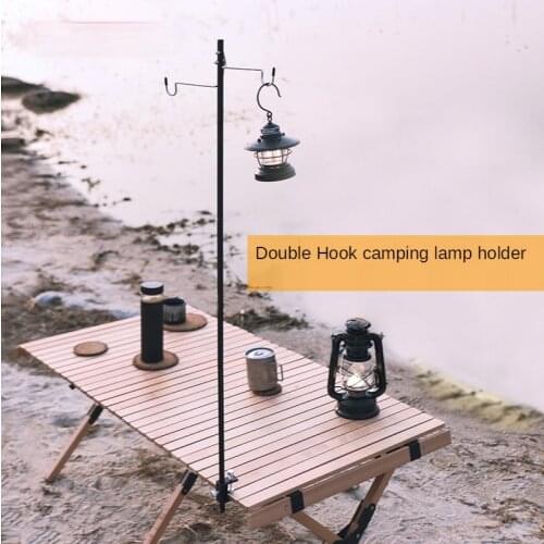 Aluminum alloy outdoor multifunctional light pole portable camping light stand single/double head hook camping lamp light pole