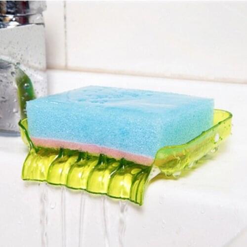 Fashion Plastic Soap Dish Storage Box Colorful Dishes Bath Soap Holder Bathroom Organizer Sponge Holder Plate Tray Drain