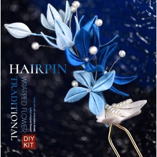 Hairpin DIY Kit Wrap Flower Hair Accessories Traditional handmade jewelry Wrap the flower with silk embroidery thread