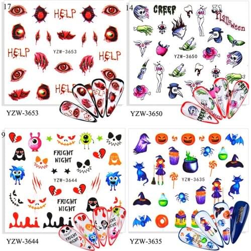 Halloween Water Transfer Nail Art Stickers Fake Scab Blood Lip Palms New DIY Art 3D Nail Decals Water Transfer Nail Sticker Nail