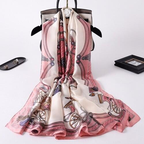 2021 Women Silk Winter Scarf Luxury Design Print Lady Beach Shawl Scarves Fashion Smooth Foulard Female Hijab