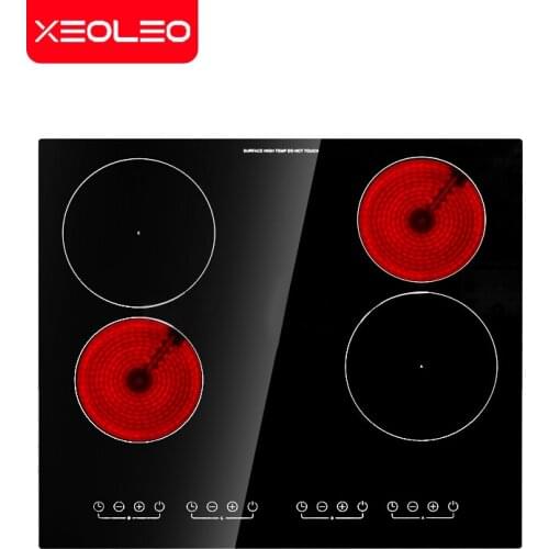XEOLEO Home use Built-in Electric Ceramic Cooker Induction cooker 1200W+1800W Four Burner Electric hob with timing Ceramic stove