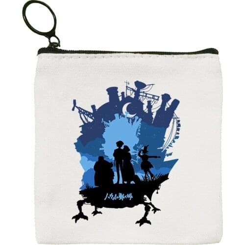 Howls Moving Castle Miyazaki Hayao Studio Ghibli Cute Solid Color Canvas Coin Purse Small Fresh New Zipper Key Bag Hand Gift