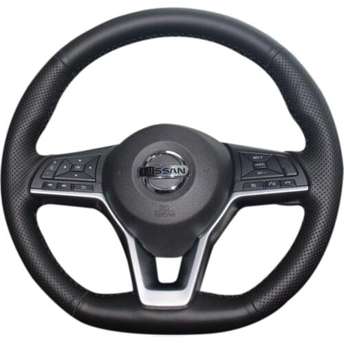 Top Leather & Black Suede Steering Wheel Hand-stitch on Wrap Cover For Nissan X-trail 2017-2019 Qashqai 2018 Altima 2019