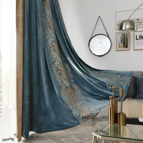 High-end Embroidery Velvet Curtain European Style Stitching for Living Room Bedroom Embroidery Dutch Velvet Curtain Tulle Custom