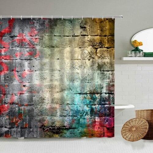 Old Stone Walls Shower Curtain Art Design Bathroom Bathtub Waterproof Polyester Curtains Toilet partition screen Home Decoration