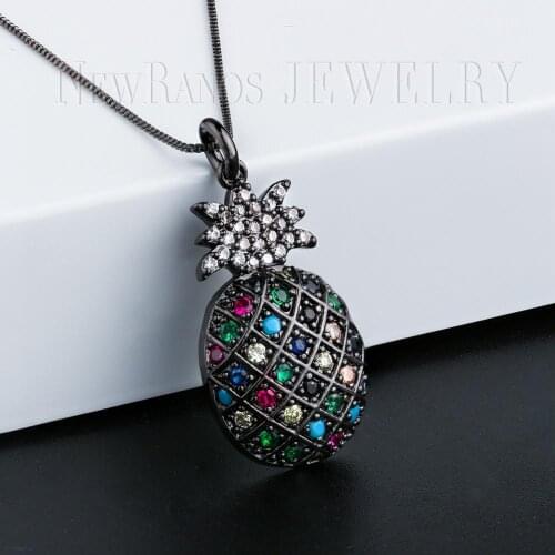 Newranos Women Choker Necklace Tiny Pineapple Pendant Necklace Multi Color Zirconias Fruit Necklace for Women Party Gift PGY007