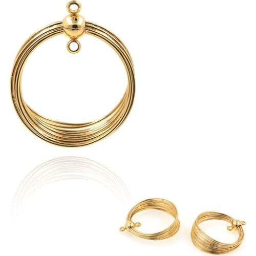 Multi-Circle Gold Necklace, Thin-Circle Gold Pendant, Round Charm, DIY Jewelry Making Accessories 25.7x22mm