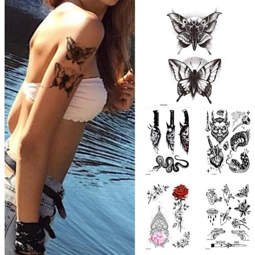 1Sheet Butterfly Waterproof Temporary Tattoo Flower Women Fashion Tattoos Arm Sleeve Fake Tattoo For Girls Kids
