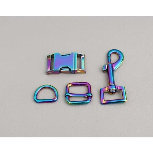 20 Suit（Metal Buckle+Adjust Buckle+D Ring+Metal Dog Clasp/Set)For 20mm Webbing Metal Slider DIY Pet Collar Strap Bag Belt Access