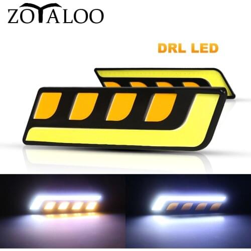 2x Led Fog Light Daytime Running Lights Car Light Assembly Car Dual Color White Yellow Auto DRL COB Auto Day Light 12V