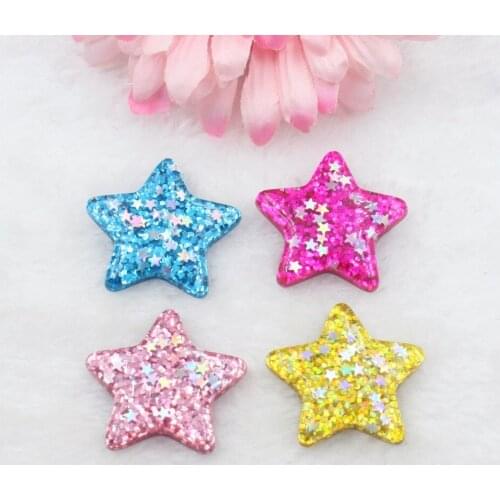 30pcs/lot DIY resin star with glitter in it mix colors resin cabochons accessories
