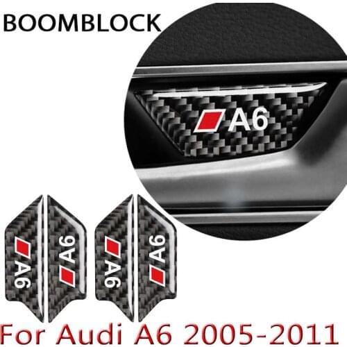 BOOMBLOCK For Audi A6 c5 c6 2005-2011 Car-styling Carbon Fiber Door Handle Auto Stickers Bowl Trim Cover Interior Decoration