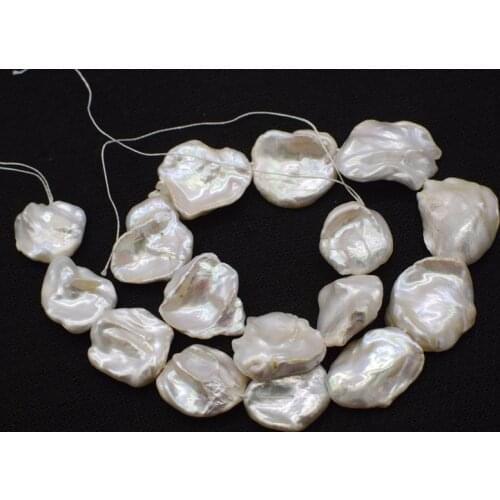 Big size special freshwater pearl white reborn keshi flat 22-30mm for DIY jewelry making necklace FPPJ wholesale beads nature