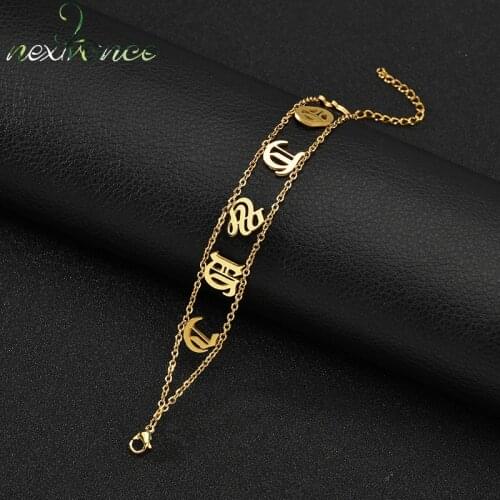Nextvance Customized Name Letter Chain Bracelet Creative Stainless Steel Personalized Charm Bracelets for Men Women Gift Jewelry