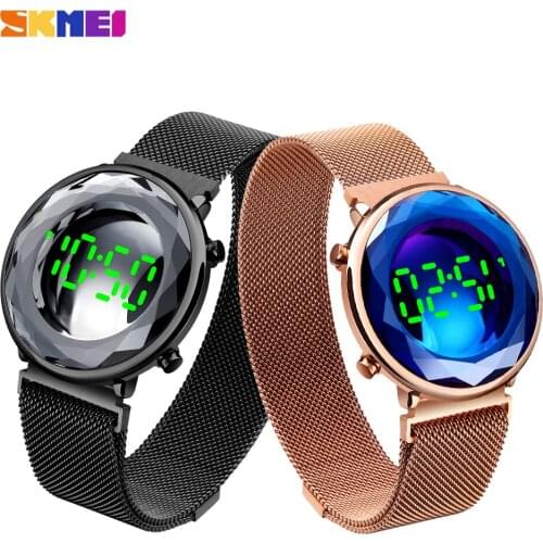 SKMEI Womens Wristwatch Luxury Digital Ladies Clock LED Light Waterproof Dress Bracelet Watch Gifts For The NewYear Montre Femme
