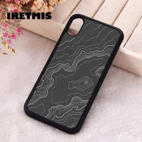 Iretmis 5 5S SE 2020 Phone Cover Case for iPhone 6 6S 7 8 Plus X Xs XR 11 12 Mini Pro Max Silicone Black & White Topography map