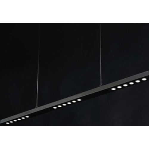 Postmodern Black One-word Long Chandelier Restaurant Bar counter Cafe Art Hanging lights Dining room Kitchen island LED Lamp