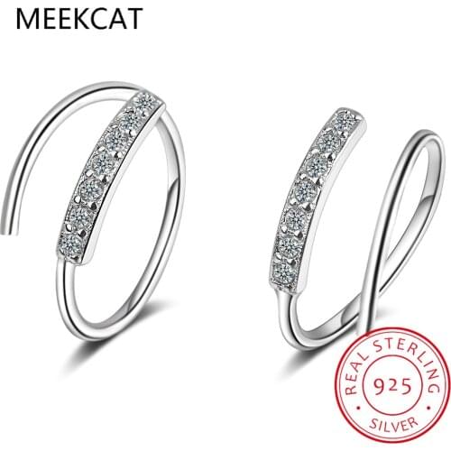 Exquisite Single Row Cubic Zirconia Hoop Earrings Sterling Silver Gold Silver Wave Earring aretes Creole For Women Girl S-E972