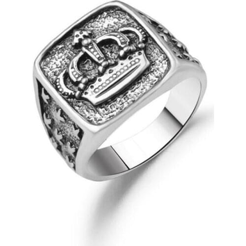 Retro Crown Silver Color Index Finger Ring Punk Gothic Metal Mens Ring Nightclub Jewelry Gifts