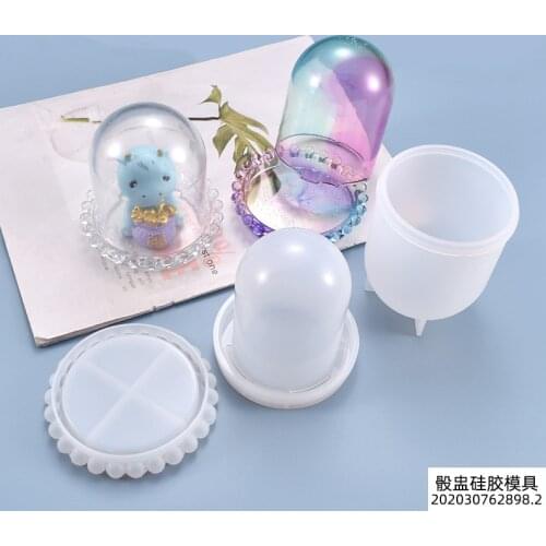 Crystal Handmade Silicone Mold Transparent Mirror Cover Dice Game Resin Mold Doll Display Spot DIY Jewelry Making Accessaries