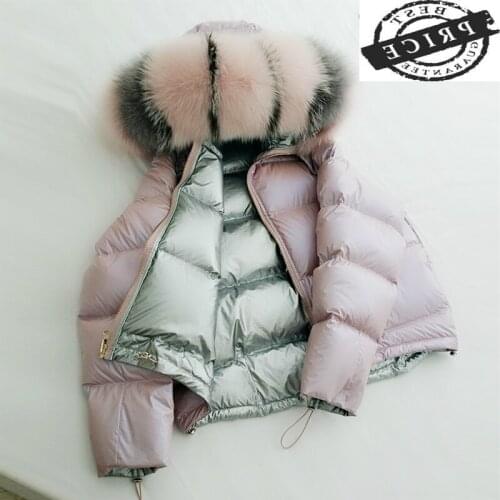 Down Jackets Womens Coats Female Short Down Parka Real Fox Fur Hooded Thick Warm Koream Fashion Coat Clothes 2021 LWL12a5