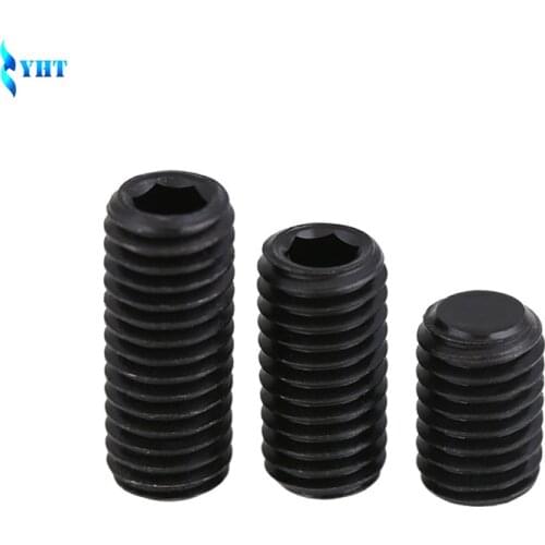 M1.6 M2 M2.5 M3 M4 M5 M6 DIN916 Black Carbon Steel Metric Thread Grub Screws Inner Hexagon Socket Set Screw Kimi 12.9 machine
