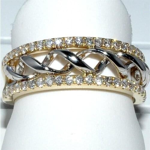 Fashion Spiral Cut Shining Zircon Gold-Color Ring Jewelry Spiral Surround Cross Rings for Women for Men Wholesale