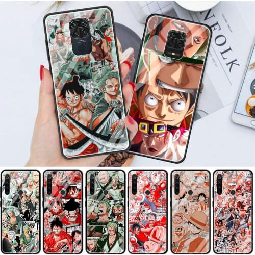 One Piece Luffy Tempered Glass Phone Case For Redmi Note 9S 8 Pro 7 8T 9 9C 9A 8A K30 10 5G K40 Pro+ Fundas Cover Housing