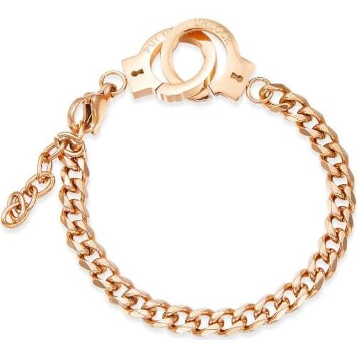 Wholesale Couples Handcuffs Bracelet Stainless Steel Chains Men and Women Hip Hop Promise Jewelry