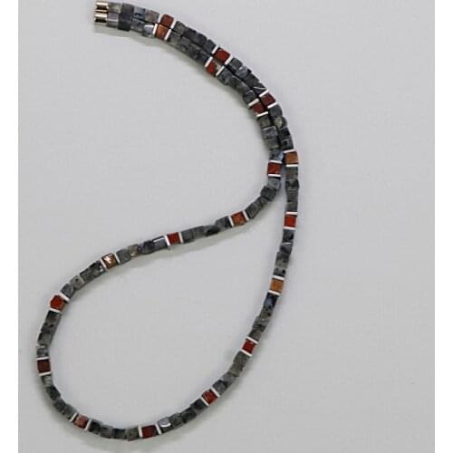 2020 Natural Square Spectrolite Stone Surfer Necklace For Men Beaded Choker Necklace Women Gift For Her Gift For Him DX-02