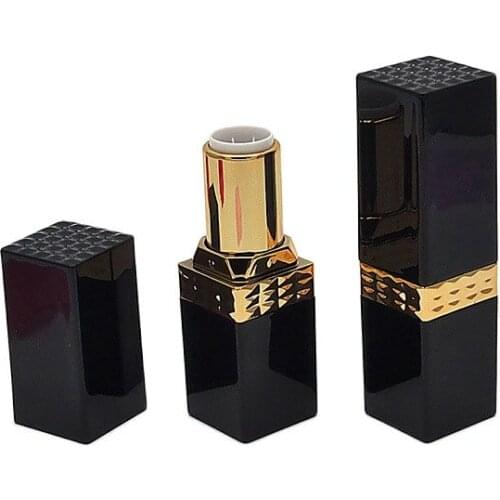 Inner Diameter 12.1 mm Lip Stick Container Empty Square Black-Gold Lip Gloss Tubes Refillable Lipstick Compact Makeup Tools