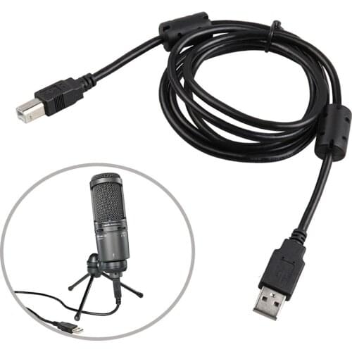Silver-plated Microphone Connectors USB Cable Black Suitable for Audio Technica AT2020USB+ plus Condenser Microphone Music Parts