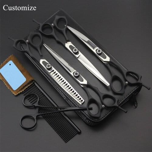 Customize professional Japan 6 kit 7 inch Pet dog grooming cutting shears hair scissors thinning barber hairdressing scissors