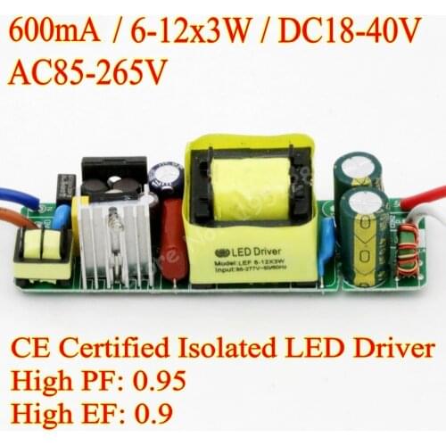 CE Certified Isolated 6-12x3W DC 18V - 40V Led Driver 6x3W 10x3W 12x3W 20W 30W Power Supply AC 110V 220V for LED lights