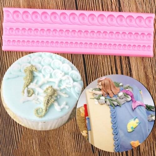 DIY Wave Shape Cake Border Silicone Mold Wedding Fondant Cake Decorating Tools DIY Cupcake Baking Chocolate Candy Clay Moulds