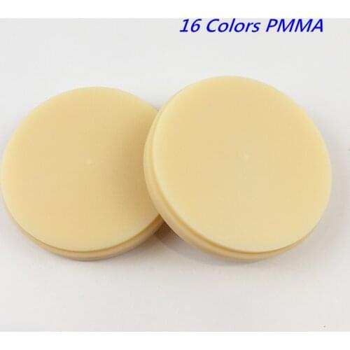 8 Pieces 20 Colors PMMA Discs Dental CAD/CAM PMMA Blocks OD98*10mm~16mm for Temporary Crowns and Bridge Restoration