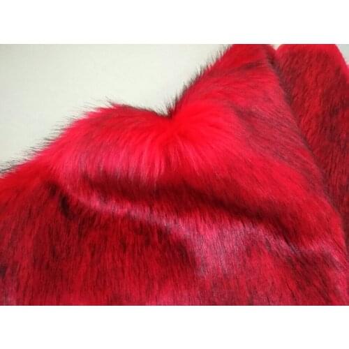 Fox fur Faux fur fabrics,red coloer dye tip pile 3-4cm plush fabric,Counter decoration cloth,170cm*50cm/PCS