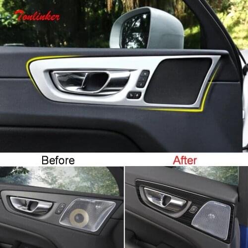 Tonlinker Interior Car Door Handle Cover Case Sticker for Volvo XC60 2018-19 Car Styling 4 PCS ABS/Stainless steel Cover Sticker