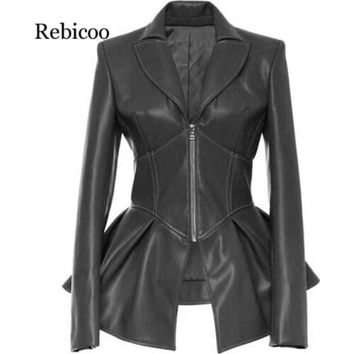 Fall Winter Womens Faux Leather Jacket Yellow Green Black Long Leather Coat Slim Waist Gothic Biker Jacket Outwear