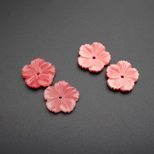 10pcs/Lot #8126 Carved 19.5mm Flowers Space parts Double Pink Color Artificial Coral Findings for Jewelry making