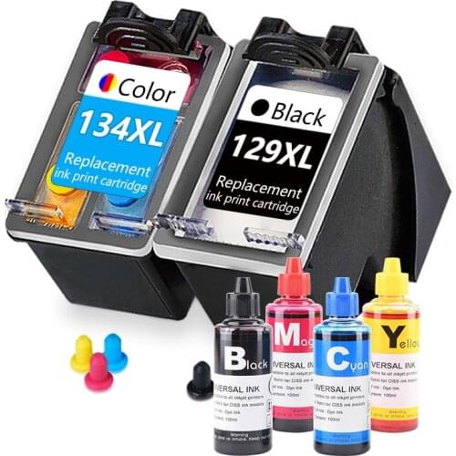 129XL 134XL Officejet 6313 K7103 Photosmart 2575 Deskjet 594 5943 Printer Ink Cartridge Replacement for HP Inkjet 129 134 XL