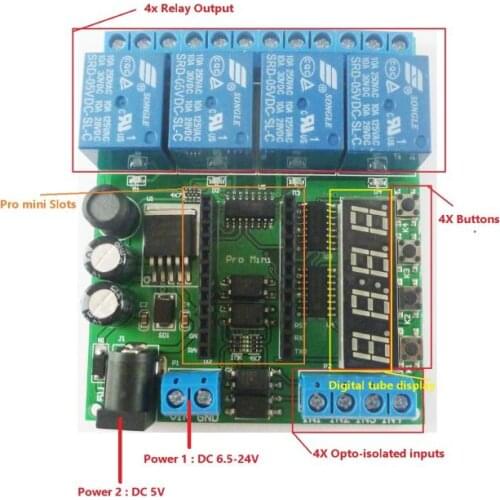 4-channel Pro mini relay expansion board diy multi-function delay relay PLC power timing device