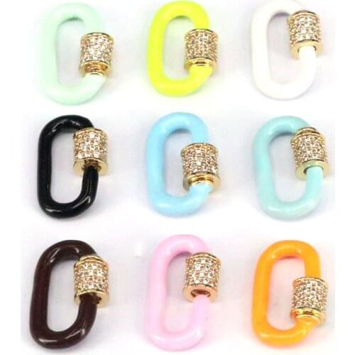 5Pcs, Oval Enamel Clasps Findings, Enamel Charms Connectors Carabiner Screw Lock Supplies