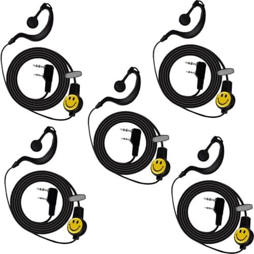 5pcs Walkie Talkie Smile Face Headsets For Baofeng UV-5R UV-82 BF-888s K head earphone