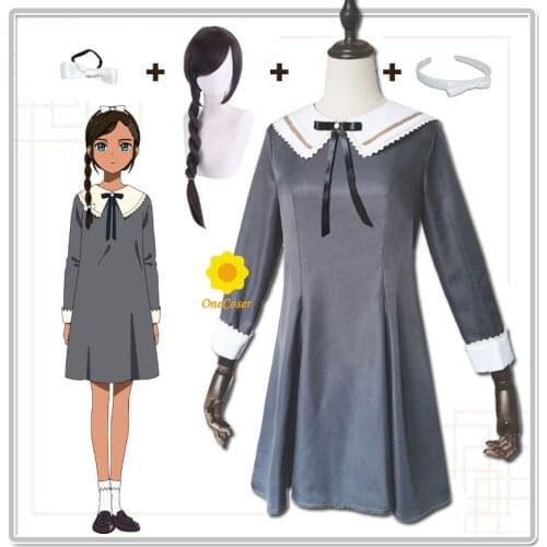 Anime Wonder Egg Priority Neiru Aonuma Cosplay Costume Braid Hair Wig Hairwear Dress Uniform Role Play Girls Party Halloween
