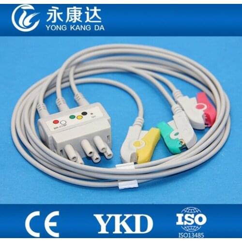 Free Shipping 3lead ECG Cable IEC Clip For Nihon Kohden BR-019 Patient Monitor CE&ISO13485 Medical TPU