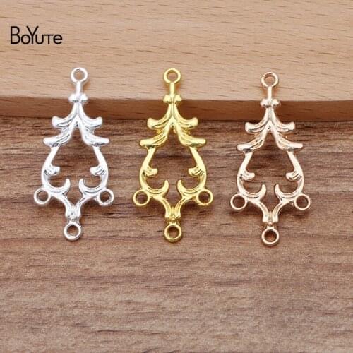 BoYuTe (50 Pieces/Lot) 16*36MM Metal Alloy Flower Connector Materials DIY Hand Made Jewelry Accessories Parts